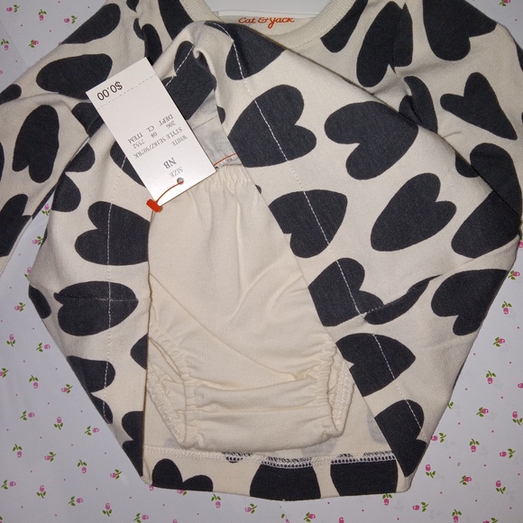 CAT & JACK:  Baby Girls' Heart Long Sleeve Dress - White Sand - Picture 4 of 5